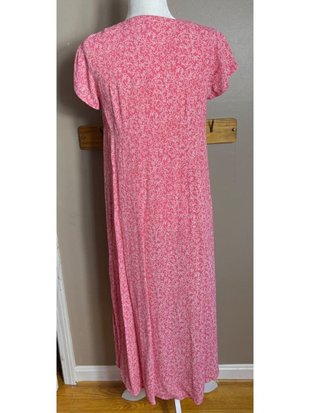 April Cornell Dress Rose Pink Floral Button Aline Midi Cottagecore Dainty Wom XS - Picture 2 of 9